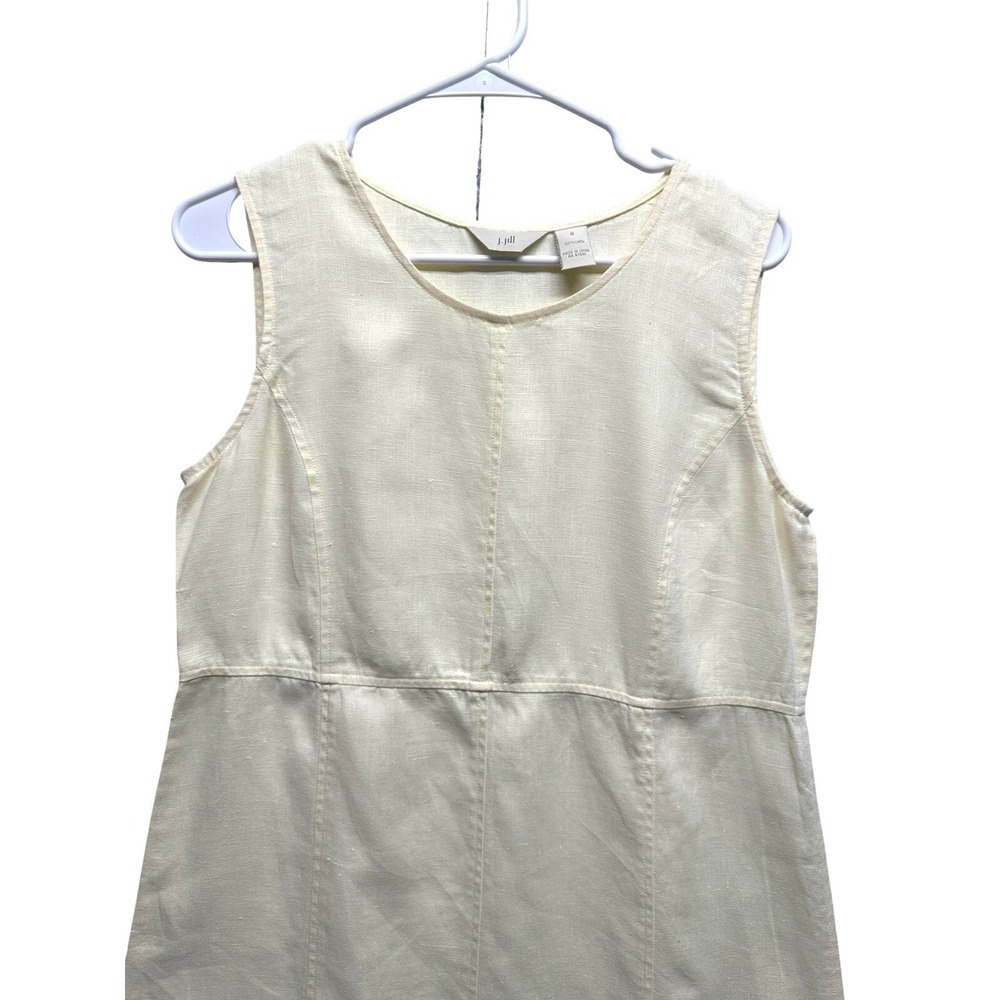 J Jill 100% Linen Sheath Dress Butter Yellow Size 6 Resort Cruise Euro Vaca - Picture 3 of 9